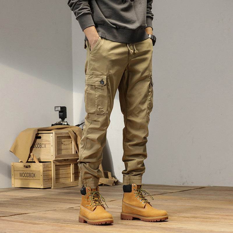 New Retro Ankle-tied Loose Overalls Versatile Casual Cargo Pant men - Velora