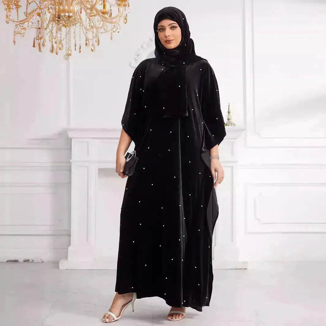 Black Abaya Hijab Jilbab Abaya for ArabMiddle East Arab Dubai Islamic Wear for Women Eid Jalabiya for Women Abaya Khimar set - Velora