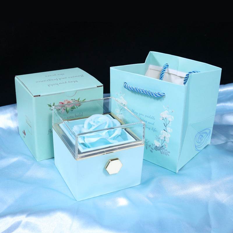 Rotating Soap Flower Rose Gift Box Creative Rotating Rose Jewelry Packaging Box Valentine's Day Gift For Women - Velora