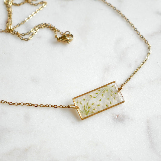 Collier Estelle blanc - rectangle( moyen) - Velora