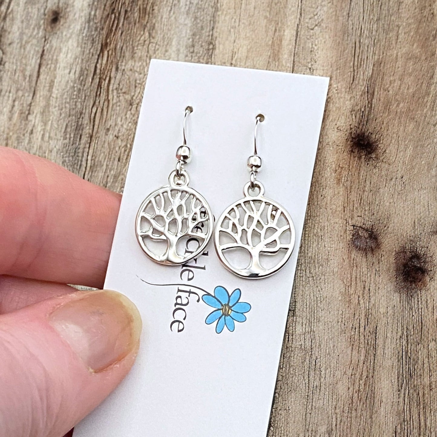Tree Silhouette Dangle Earrings – Matte & Polished Silver Options - Velora