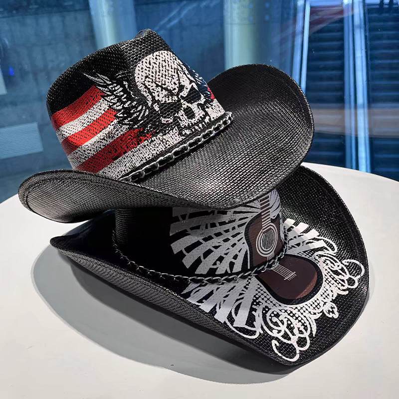 Summer Outdoor Ethnic Style Felt and Straw Cowboy Hat - Velora