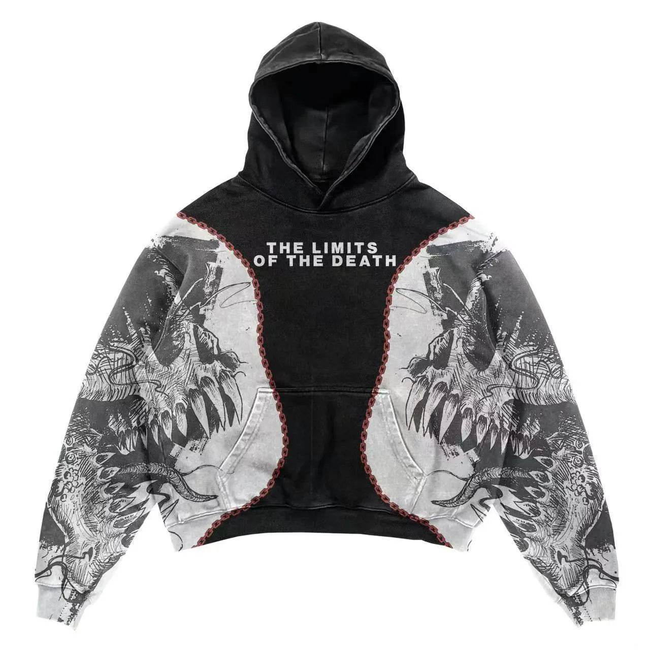 Men Skull Gothic Vintage Hoodie Sweatshirt Pullover top - Velora