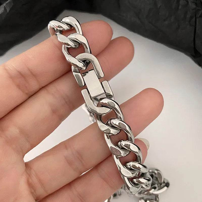 Thick Cuban Link Chain Titanium Steel Necklace Clavicle Chain - Velora