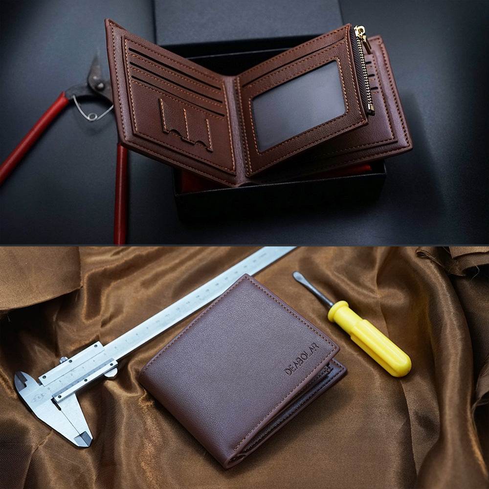 Custom Men's leather Wallet Zipper Valentine's Day gift Personalized Men's Wallet - Velora