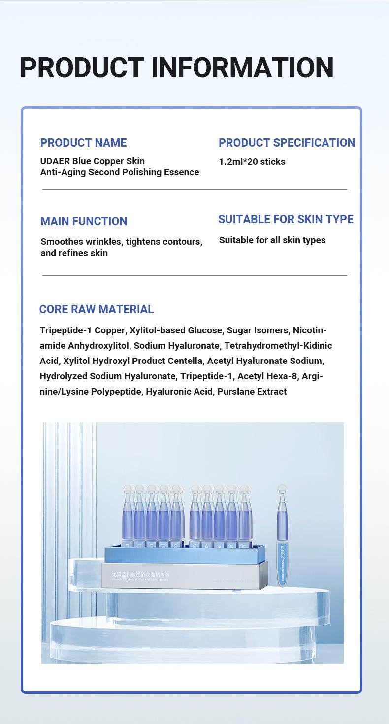 UDAER Blue Copper Peptide Serum Essence Rejuvenating Moisturizing Anti-wrinkle, Soothing And Repairing - Velora