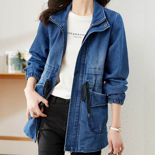 Fashion formal fitted Zip up Denim Jacket Women - Velora