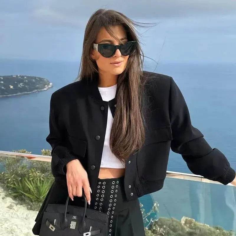 Fall Single Breasted Cashmere Cropped Jacket for women - Velora