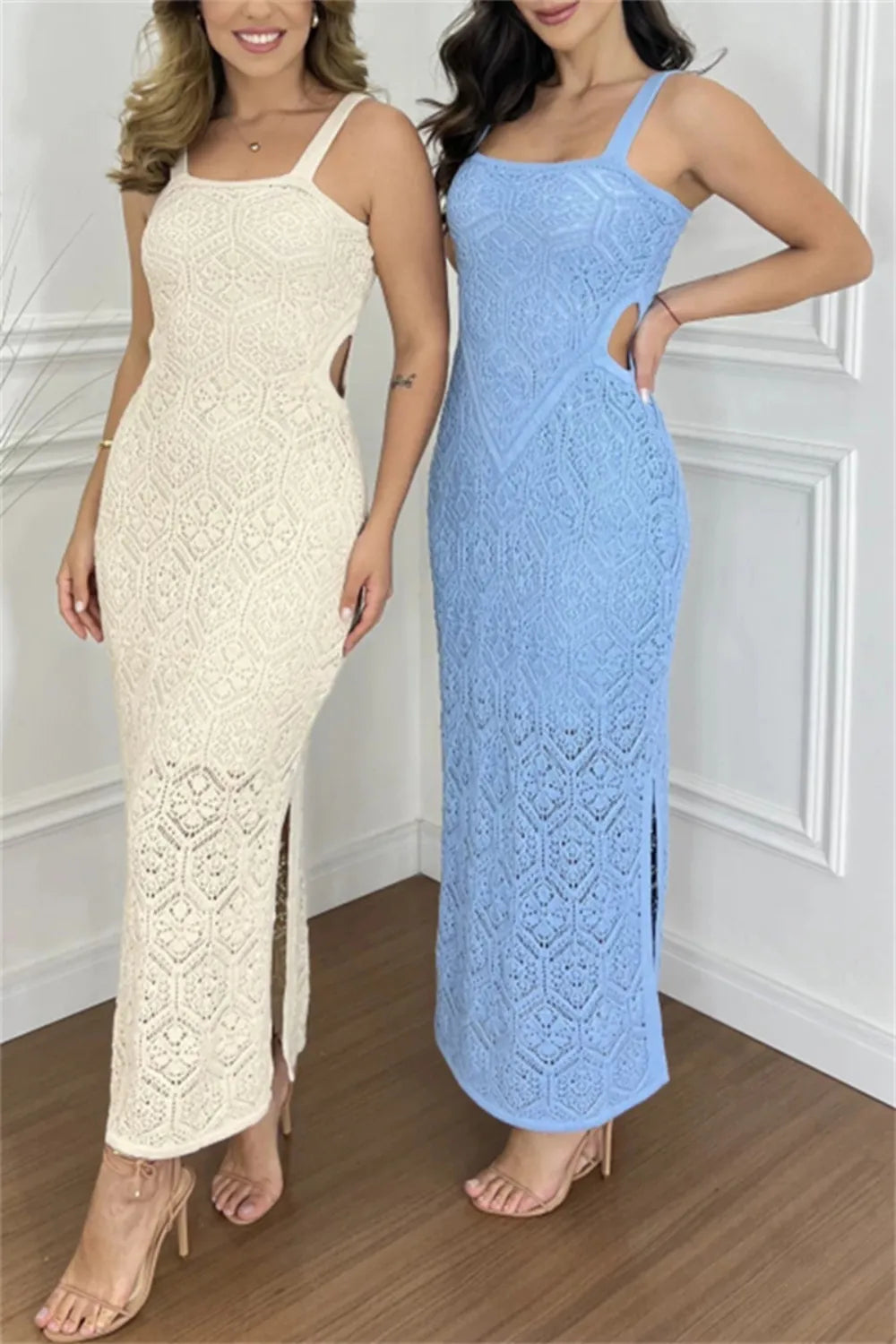 Cutout Side Slit Maxi Tank Dress - Velora