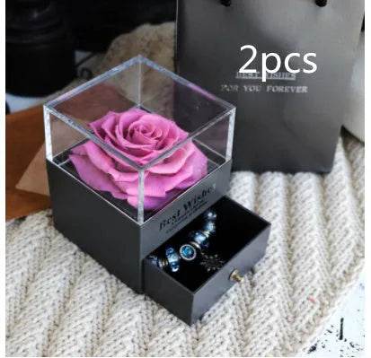 Eternal Flower Rose Jewelry Box for Birthday Presents Valentines Day Wedding Gift Box - Velora