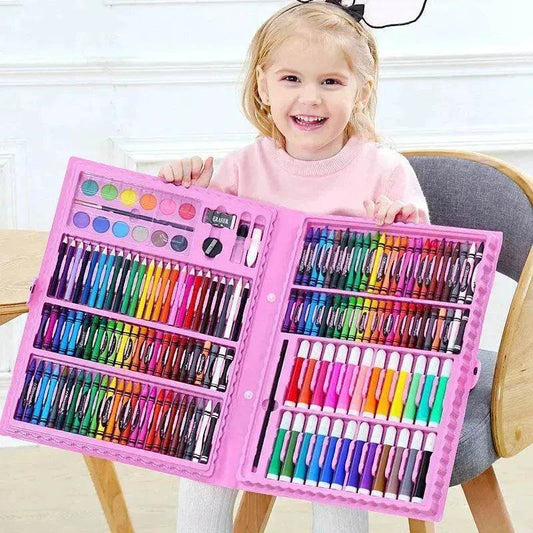 Double Panel Easel Version Watercolor Pen Set Brush Crayon Oil Pastel Children Painting Coloring Drawing Art set. - Velora