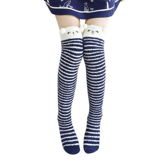 Christmas Long Socks Winter Women Striped Stockings New - Velora