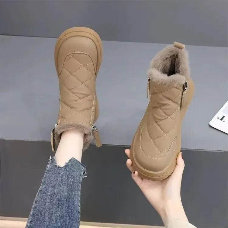 Snow Boots For Women Winter New Fleece-lined Thickened Northeast China Cotton Shoes Waterproof Non-slip Warm - Velora