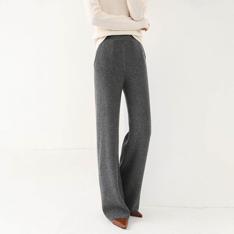 High Waist Casual All-match Knitted Mop Trousers Thickened - Velora