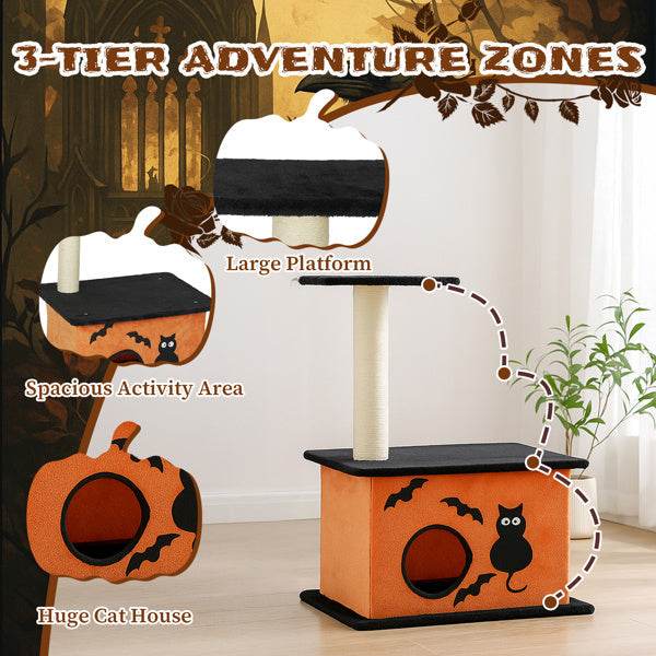 Halloween Inspired Cat Tree Tower Cat Tree For Indoor With Spacious Cat Condo - Velora