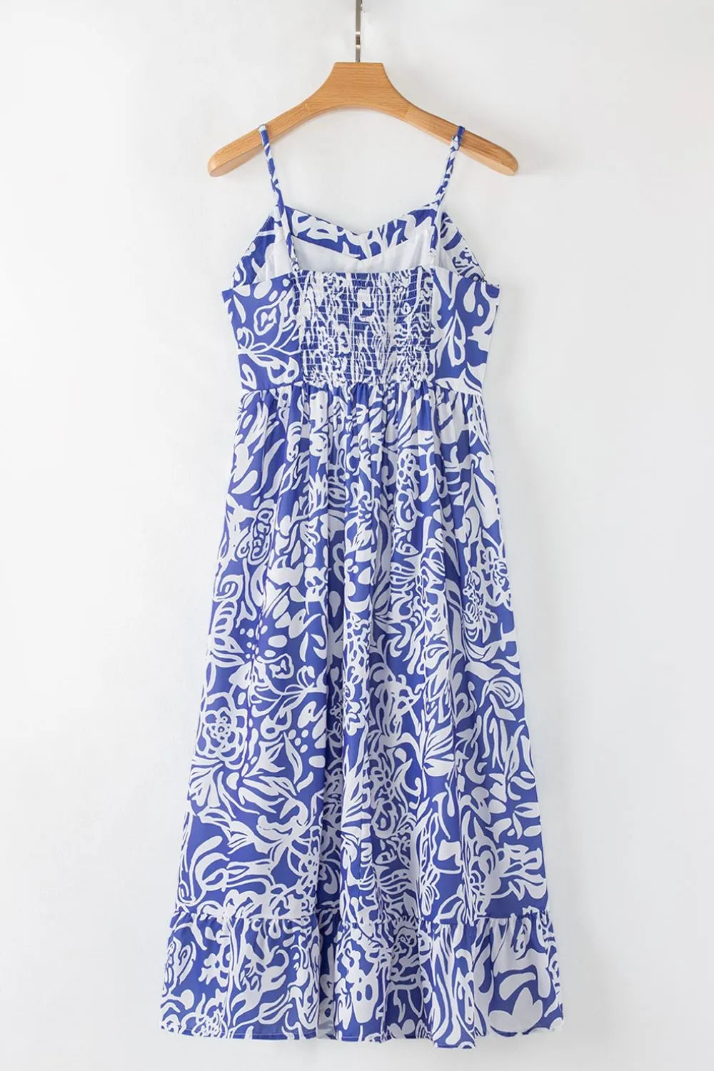 Floral Print Spaghetti Strap High Waist Dress - Velora