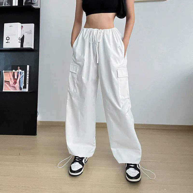 Women's Wide Leg Loose Plus Size Tether Straight Baggy Cargo Pants Women - Velora