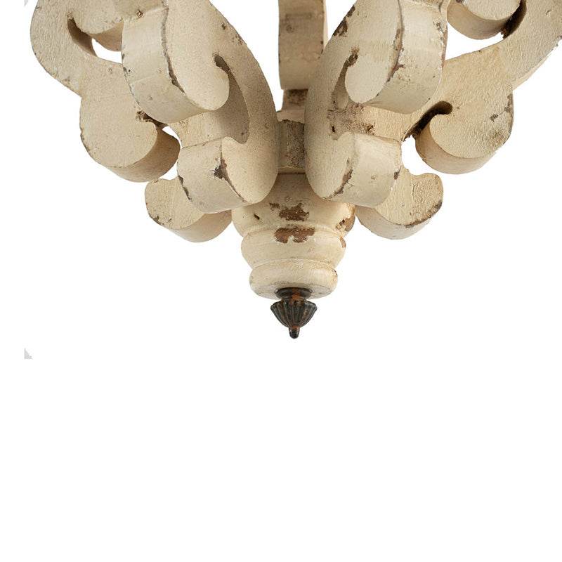 Farmhouse Chandelier, Dilapidated White Chandelier French Country Wood Chandelier For Living Room Foyer, Bulb Not Included - Velora