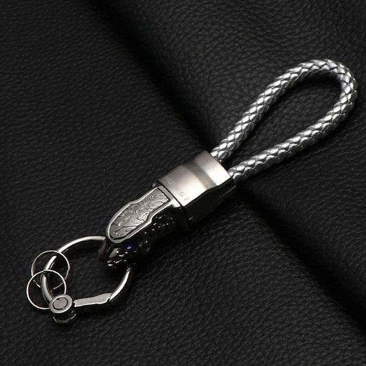 Keychain Keychain Braided Rope Leopard Head Male And Female Couple Pendant - Velora