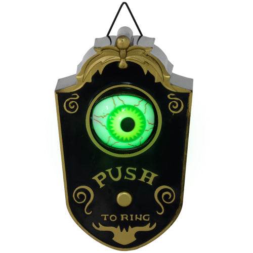 HOMCOM 7.1 Halloween Decoration, Animatronic Doorbell With Simulation Light-up Eyeball, Sound And Motion Activated Animated Prop W Piercing Doorbell Sound - Velora