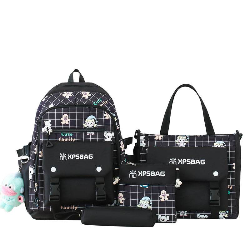 Backpack Primary School Girls Schoolbag Women's Four-piece Set - Velora