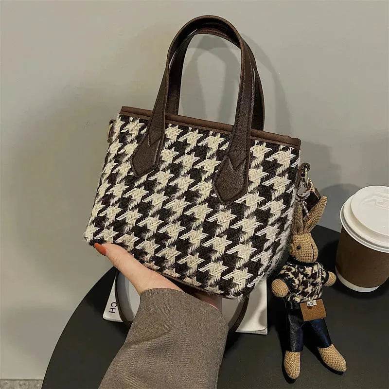 Fashion Houndstooth Shoulder Bags Portable Checkerboard Handbags All-match Messenger Crossbody Bag Women - Velora
