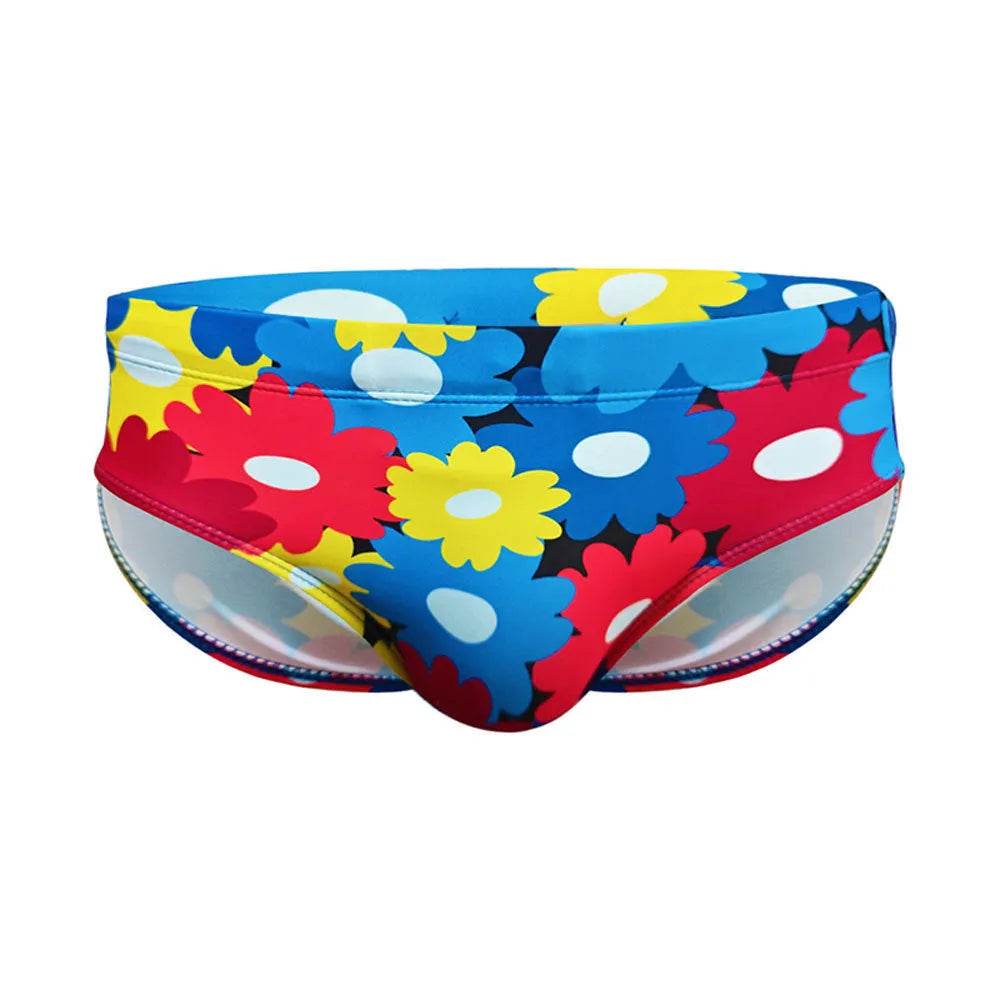 Flower Colorful Printing Swim Briefs - Velora
