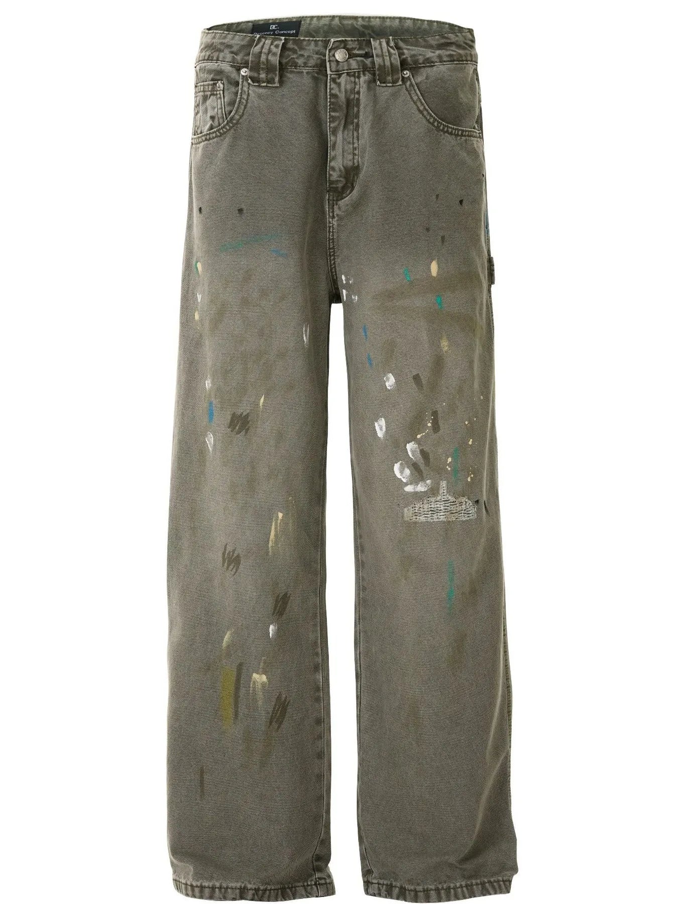 Men's Paint Splattered Wide Leg Jeans - Velora