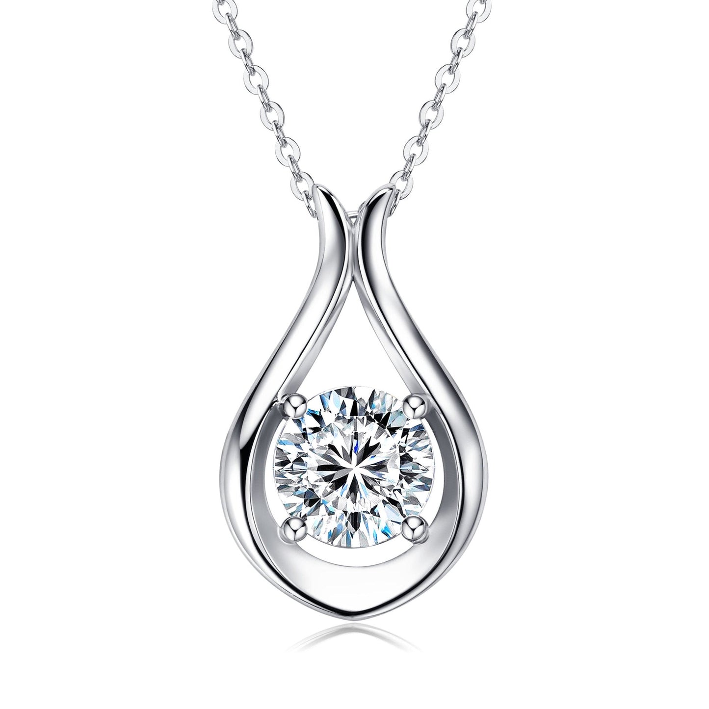 2 Carat Moissanite 925 Sterling Silver Pendant Necklace