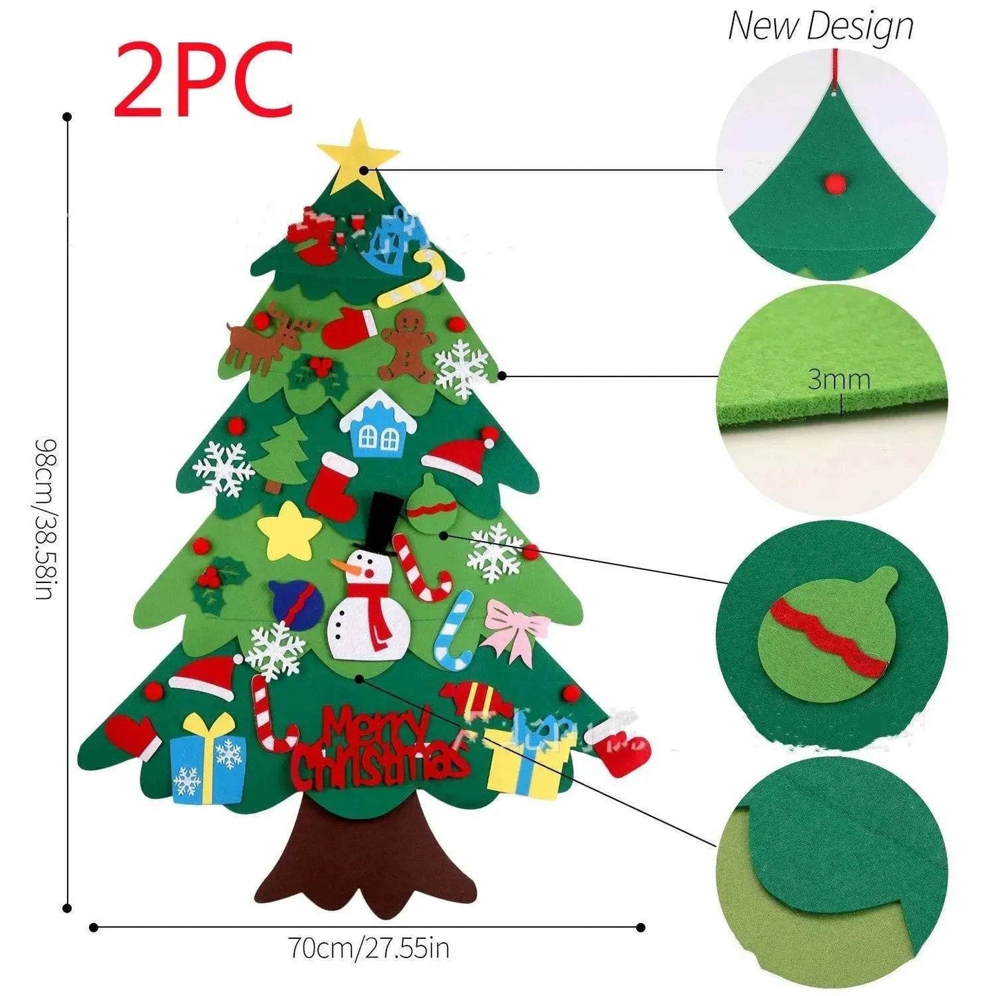 Children's DIY felt Christmas tree with lights - Velora