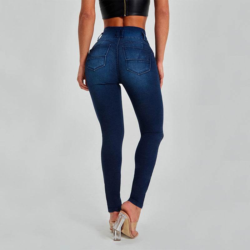 High Waist Jeans Women's Skinny Trousers Tight Stretch Shaping And Hip Lifting Pants - Velora