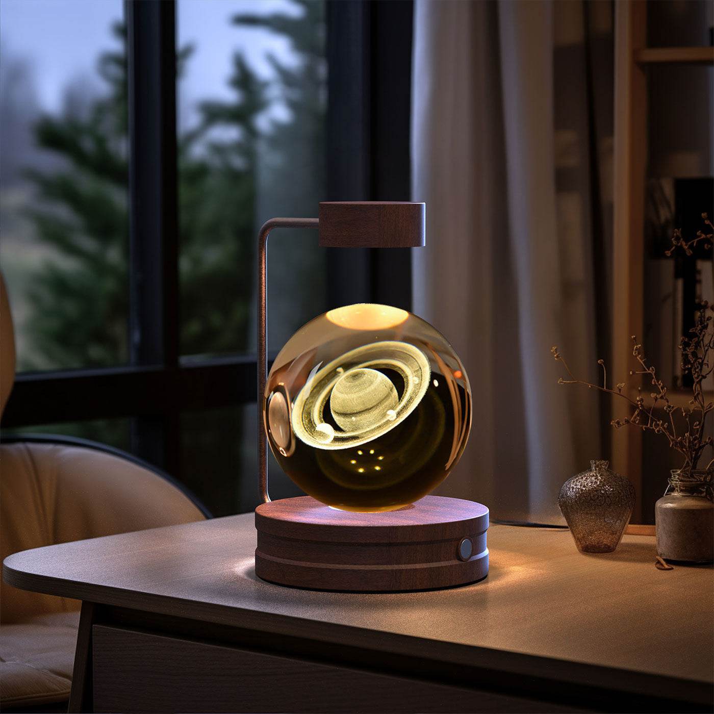 Crystal Ball Cosmic Dinosaur Indoor Night Light USB Power Warm Bedside Light Birthday Gift Night Lamp - Velora