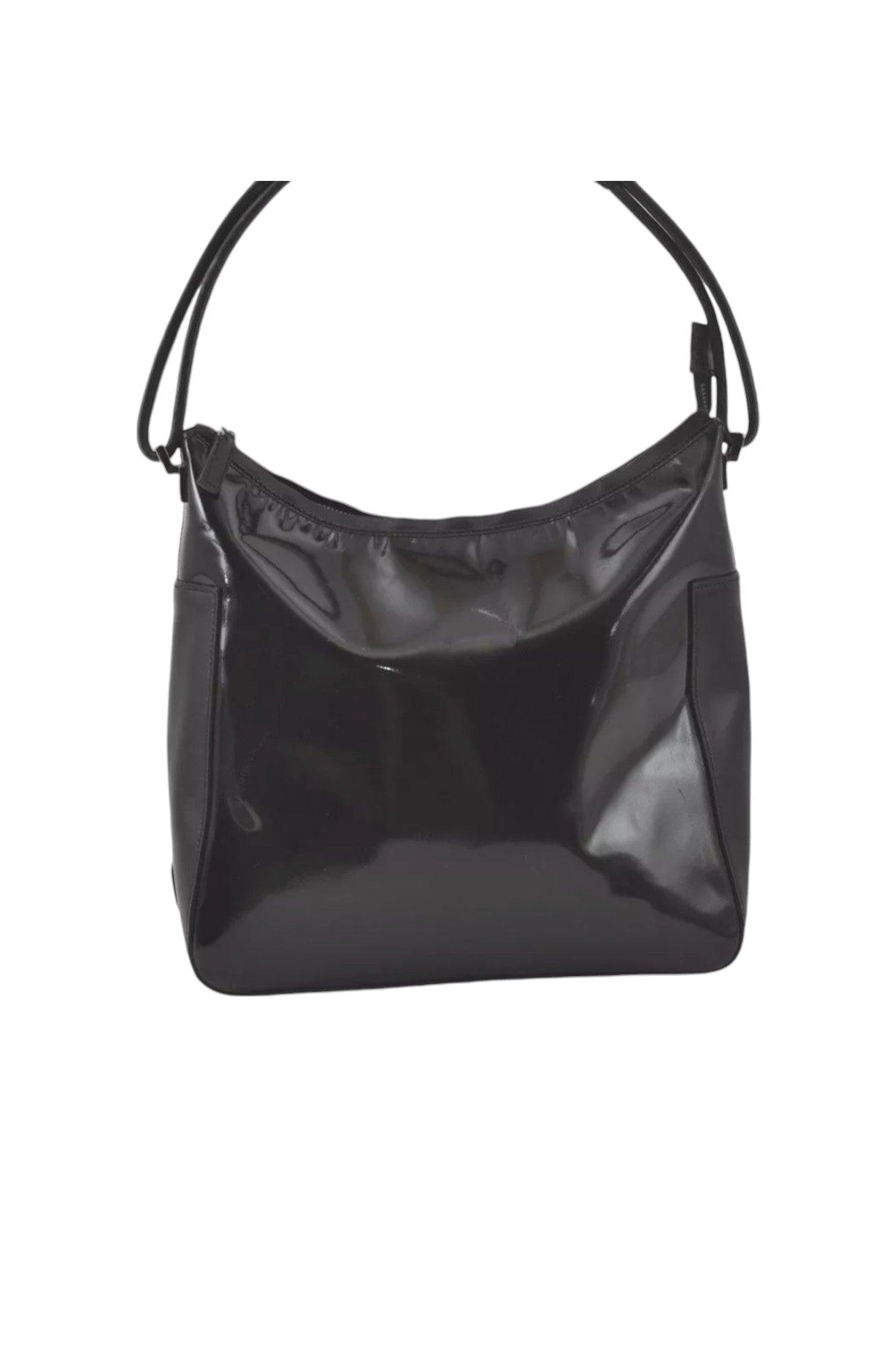 GUCCI Shoulder Hand Bag Purse Enamel Leather 0013766 Black 7891K - Velora