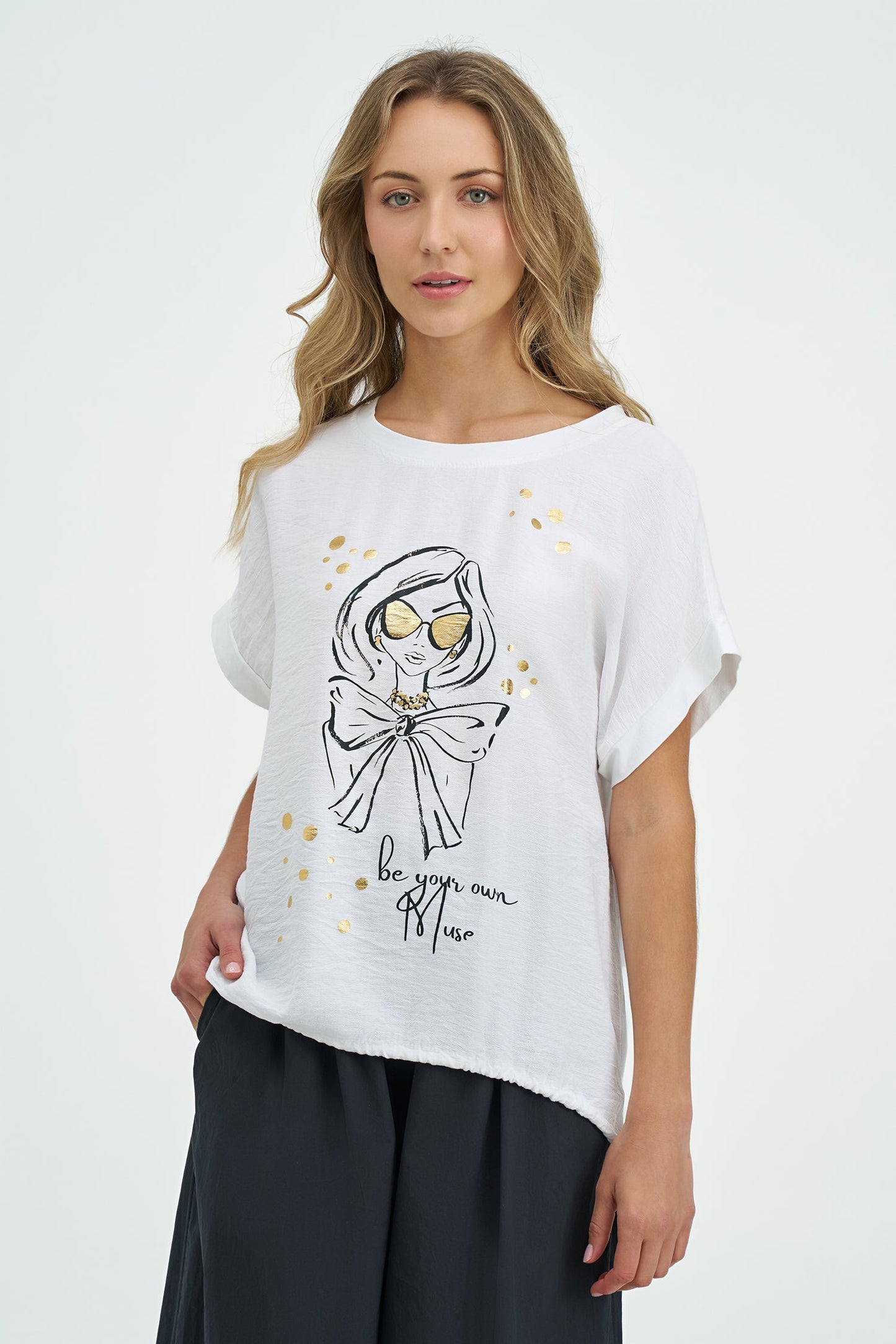 Women's Knit/Woven Combo Top