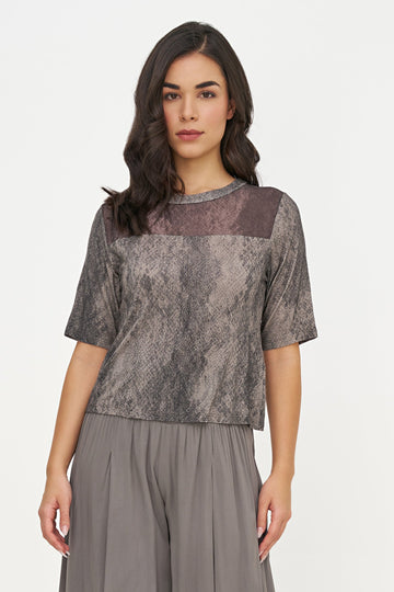 Women's Knit/Woven Combo Top