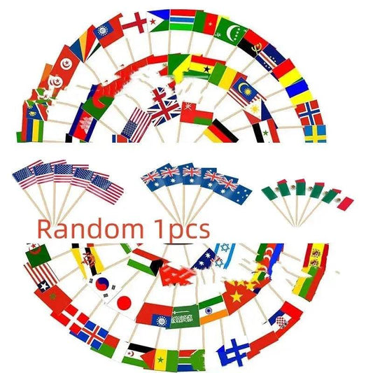 100 Countries Decorative Paper Toothpick Dessert steak Cake flag 🚩 - Velora