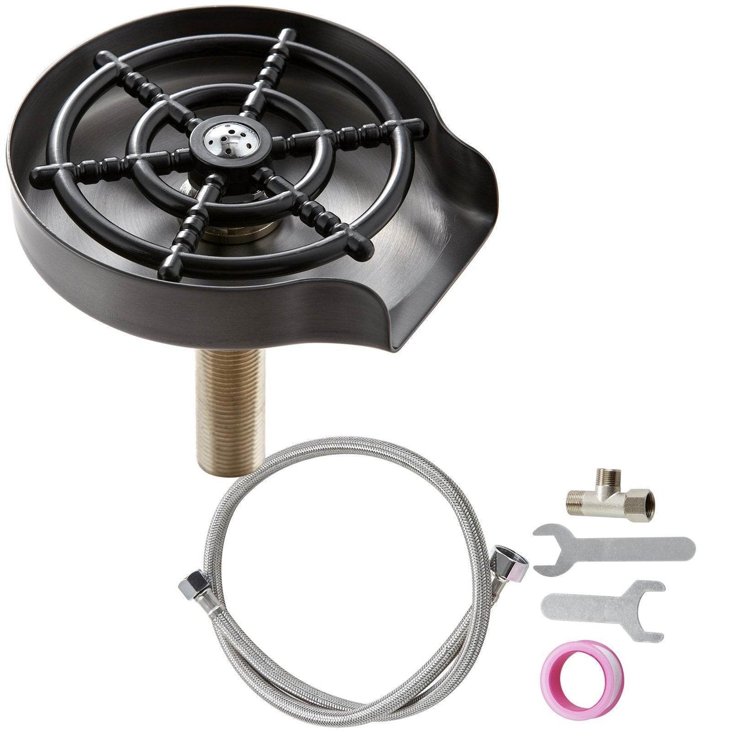 Glass Rinser, 10 Powerful Spraying Jets 360 Rotating Cup Rinser For Sink, 304 Stainless Steel Faucet Cup Washer With ABS Cup Holder For Baby Bottle, Glass Cup, Wine Glass - Velora