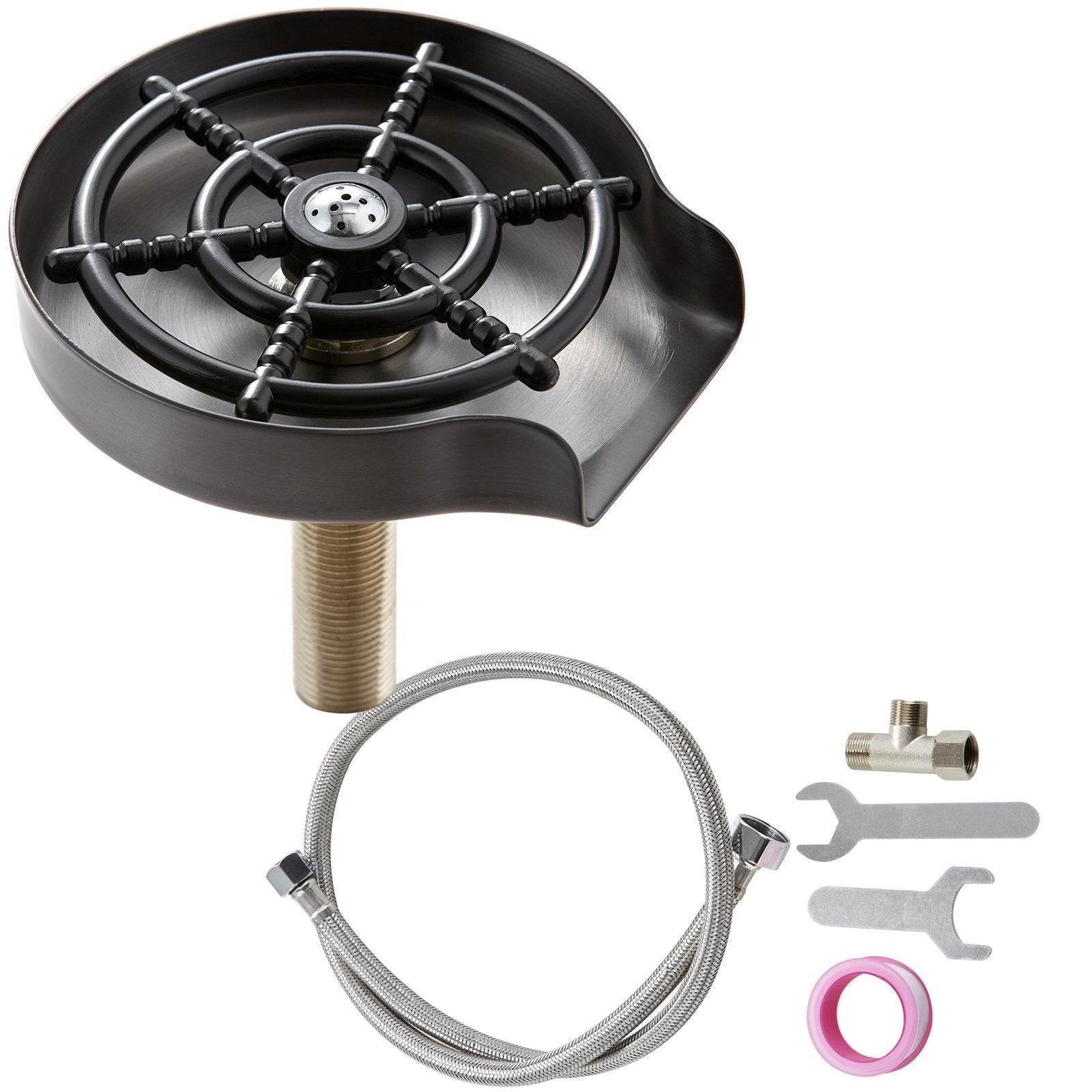 Glass Rinser, 10 Powerful Spraying Jets 360 Rotating Cup Rinser For Sink, 304 Stainless Steel Faucet Cup Washer With ABS Cup Holder For Baby Bottle, Glass Cup, Wine Glass - Velora