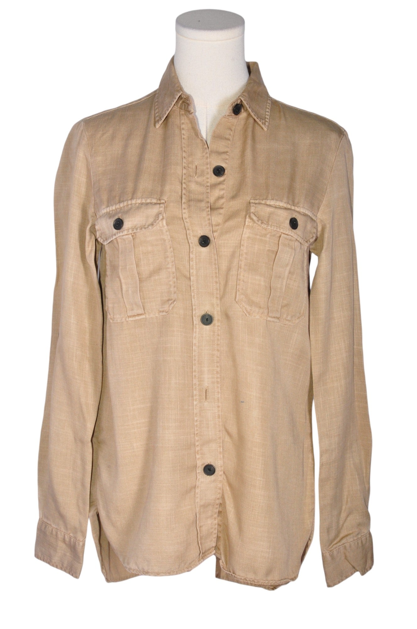 ZARA Women Button Down Tops Regular fit in Beige - XS - Velora