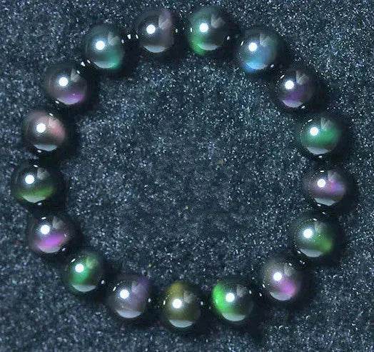 Rainbow Purple Green Eye Obsidian Bracelet - Velora