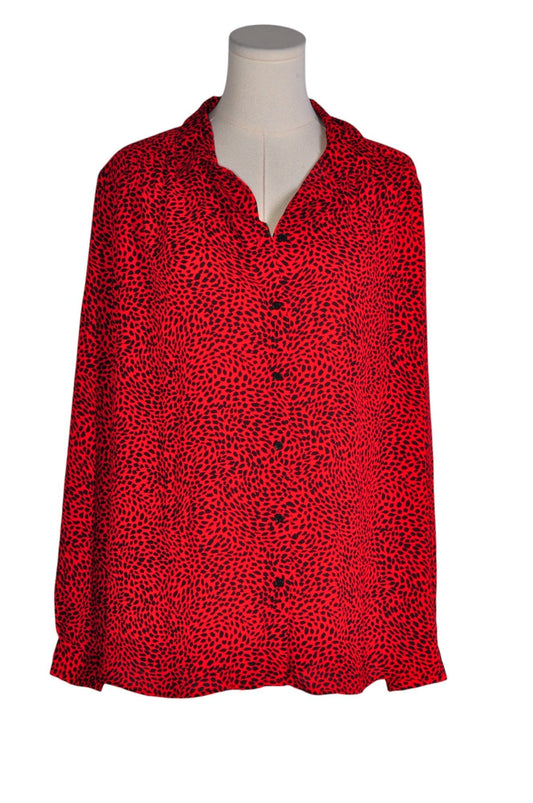 H&M Women Button Down Tops Regular fit in Red - XL - Velora