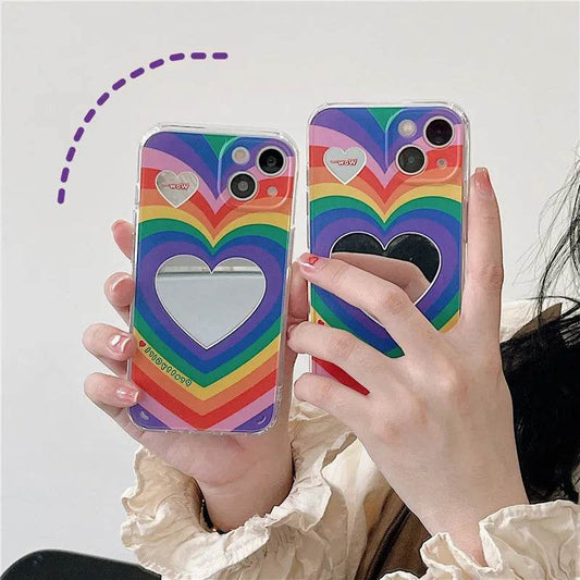 Rainbow Love Mirror Silicone Phone Case - Velora