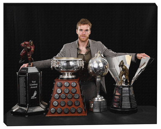 Connor Mcdavid 16x20 Unsigned Stretched Canvas 2023 Trophies-H Frameworth Sports Marketing