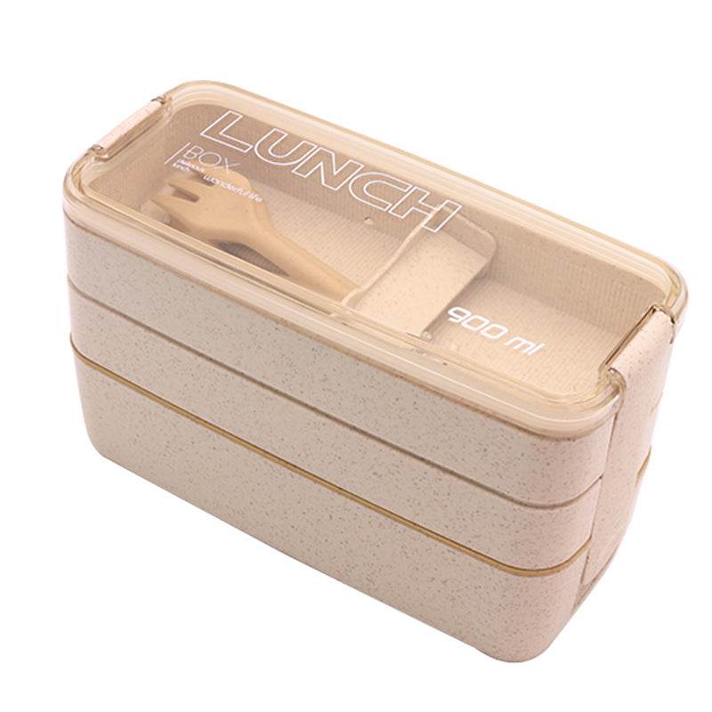 Insulated Bento Lunch Box Three-Layer Wheat Stalk Container - Velora