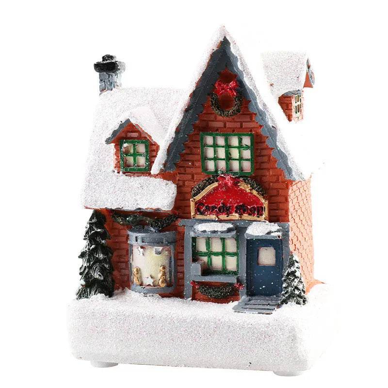 Christmas Decorations Resin Small House Luminous Ornaments - Velora