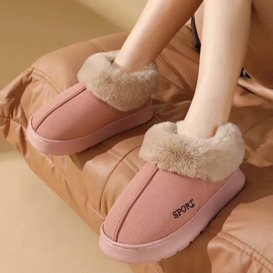 Plush Cotton Shoes For Women Winter Warm Home Slippers Outdoor Snow Boots - Velora