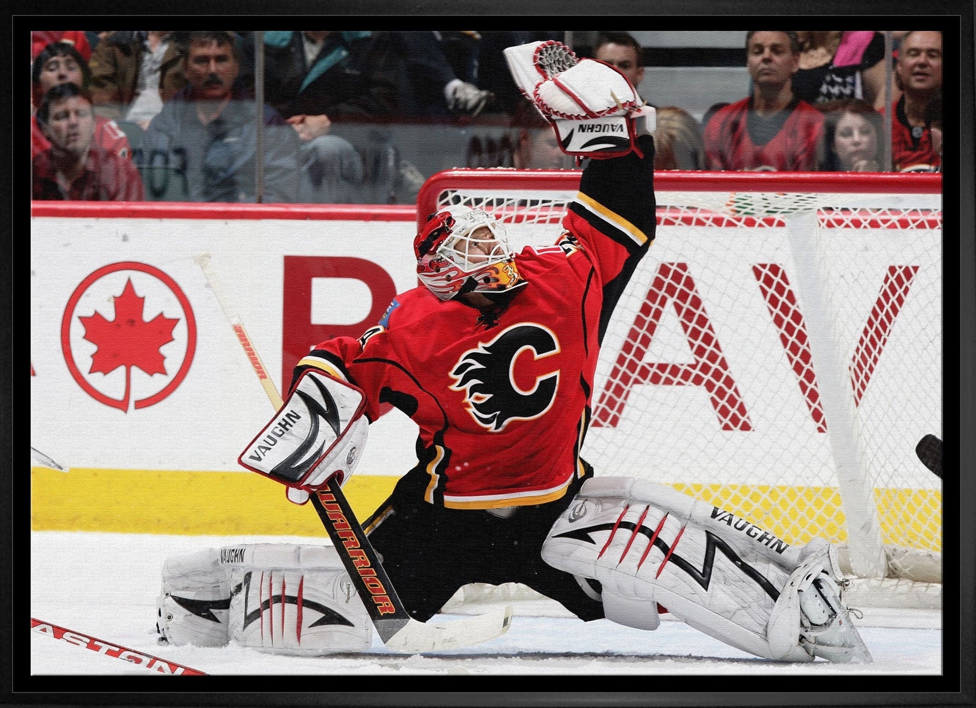 Miikka Kiprusoff 20x29 Framed Canvas Flames Glove Save-H Frameworth Sports Marketing