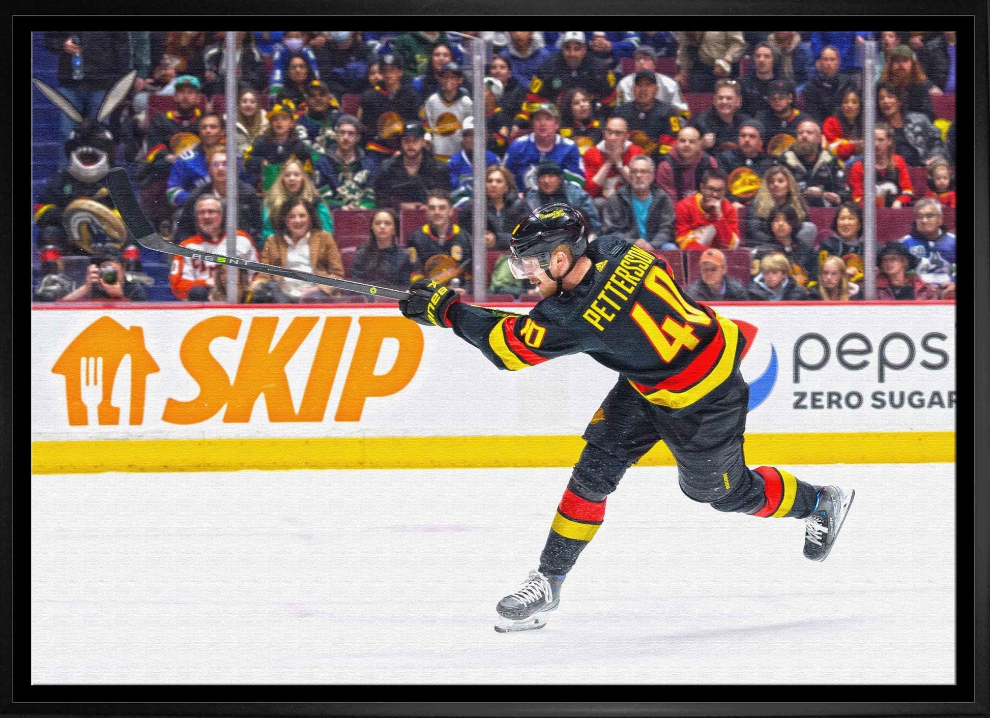 Elias Petterson 20x29 Framed Canvas Canucks Shooting-H Frameworth Sports Marketing