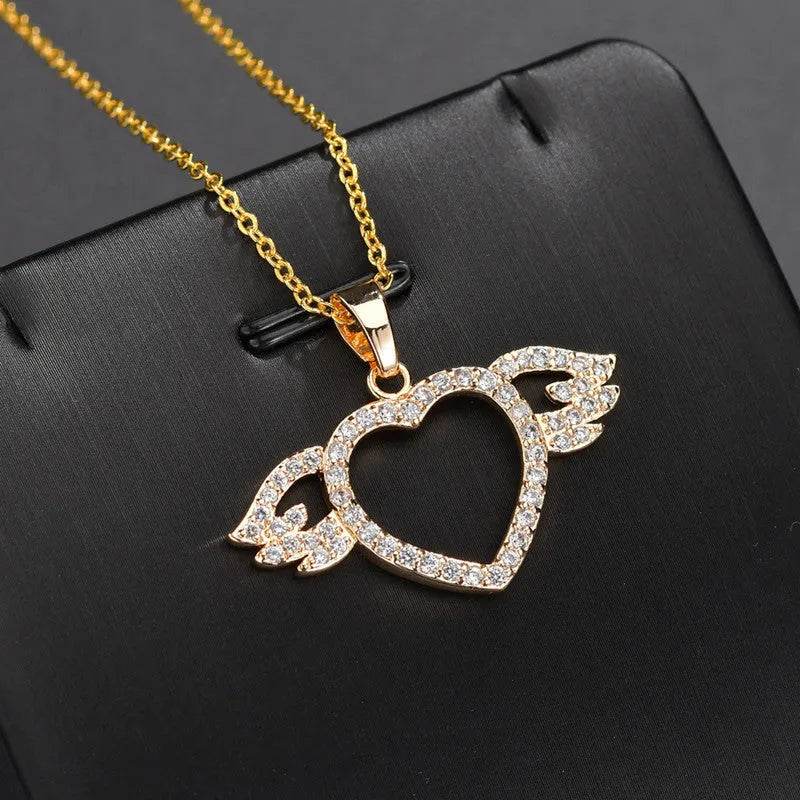 Women Fashion Angel love pendant Necklace Gold Silver - Velora