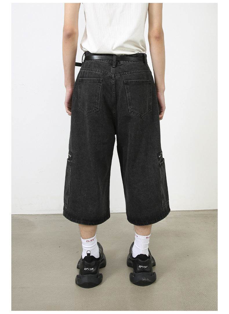 Workwear Denim Shorts New Loose Street Personalized Cropped Baggy Pants - Velora